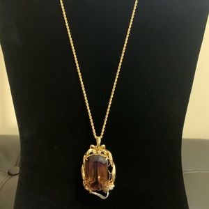 18k solid yellow gold amethyst necklace